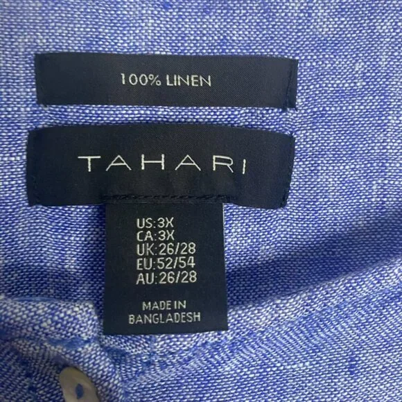 (2) Tahari linen tunic tops blouse 3X blue/peach women's NEW - Picture 12 of 16